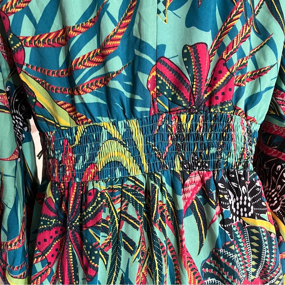 Anthropologie Boemo Aqua Multicolor Floral Maxi Dress - Picture 8 of 13
